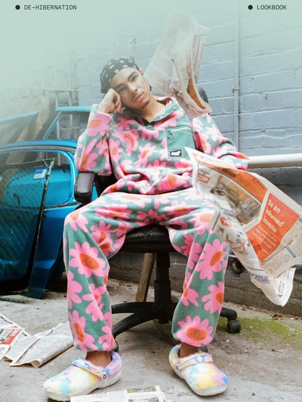 Lazy Oaf Fleece Sweatpants Joggers Pants Floral Rare Smiley Face Unisex XL